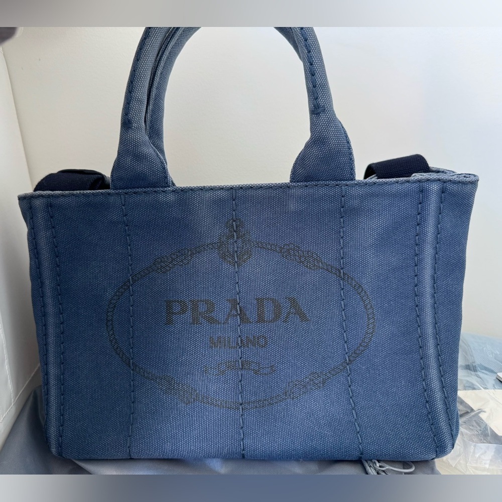 Prada Canapa Denim crossbody tote bag